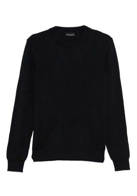 ribbed crewneck swetaer man navy ROBERTO COLLINA | 253M02101M0210